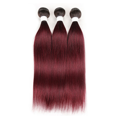 Straight Ombre 99J Three Human Hair Bundles 8''-26'' (3948215894086)