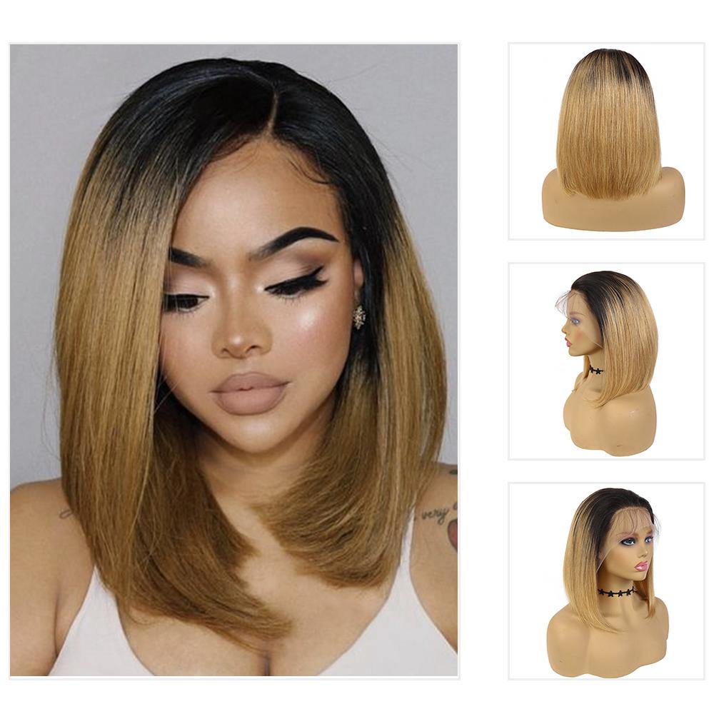 Kemy Hair Custom ombre 27 Bob Human Hair 13X4 Lace Front wigs 8''-14''