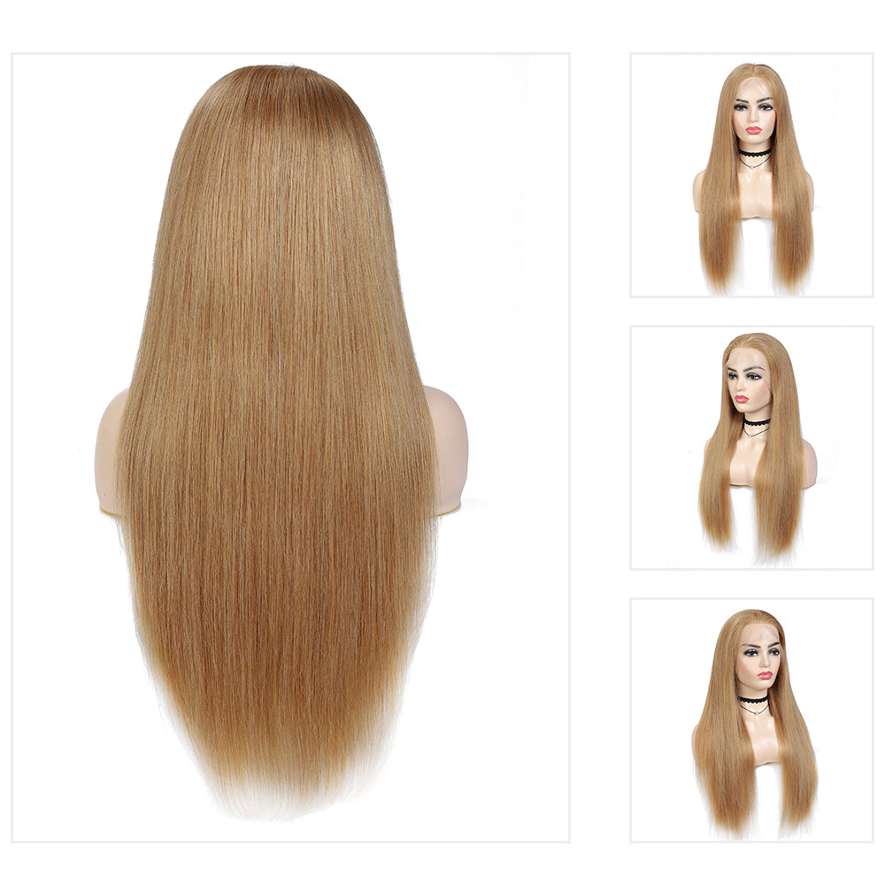 Kemy Hair Custom Straight Honey Blonde 13X4 Lace Frontal wigs