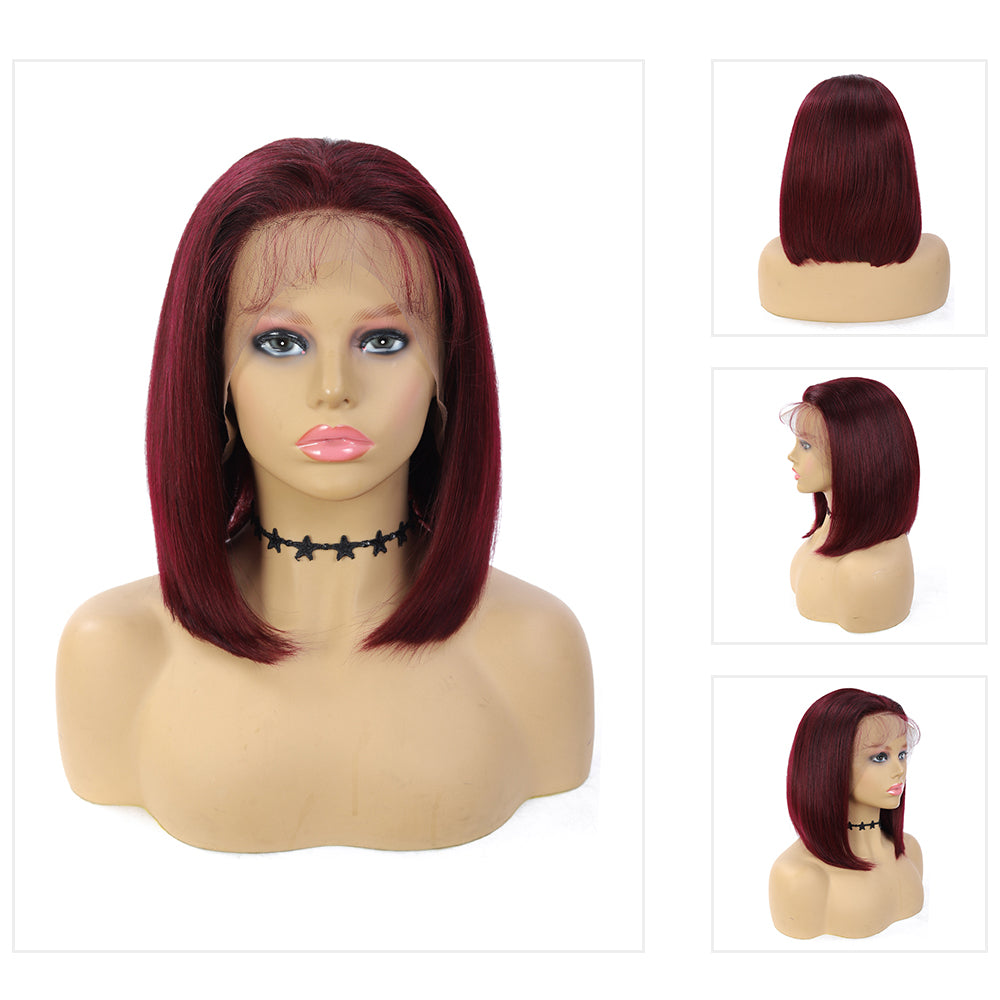 Kemy Hair Custom 99j Burgundy Bob Human Hair 13x4 Lace Front wigs