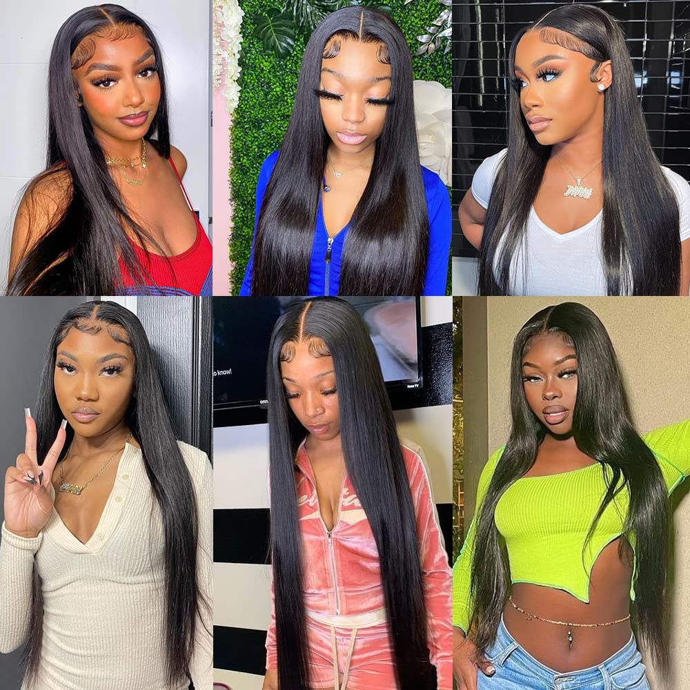 30 Inches Natural Color Straight 13X4 Lace Front Human Hair Wigs