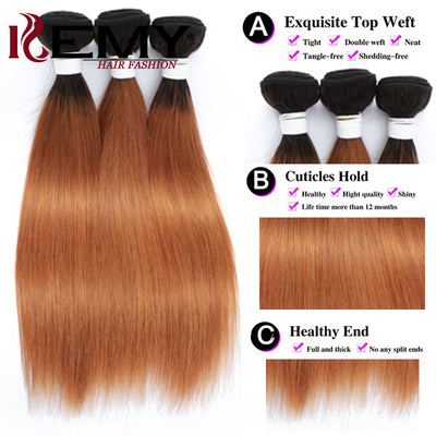 Kemy Hair Ombre Brown Straight Human Hair Bundle 1 Bundle Deals