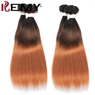 Straight Ombre Brown T1B/4/30 Remy Human Hair Weave Bundles 4 Bundle Deals