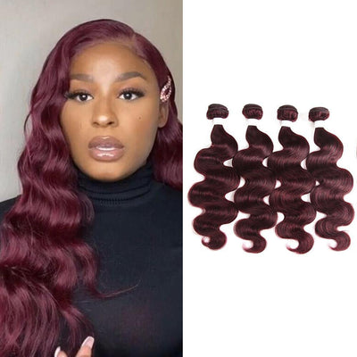 Kemy Hair Colored 100% Human Hair Weave Straight Four Hair Bundle 8-26 inch (99J) - Kemy Hair