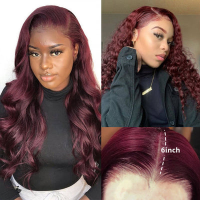 Body Wave 99J Red 13X6 Lace Frontal Human Hair Wigs