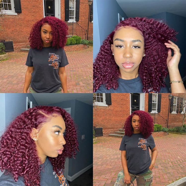 Kemy Hair 99j burgundy Red Kinky Curly 3 Bundles Human Hair Bundles