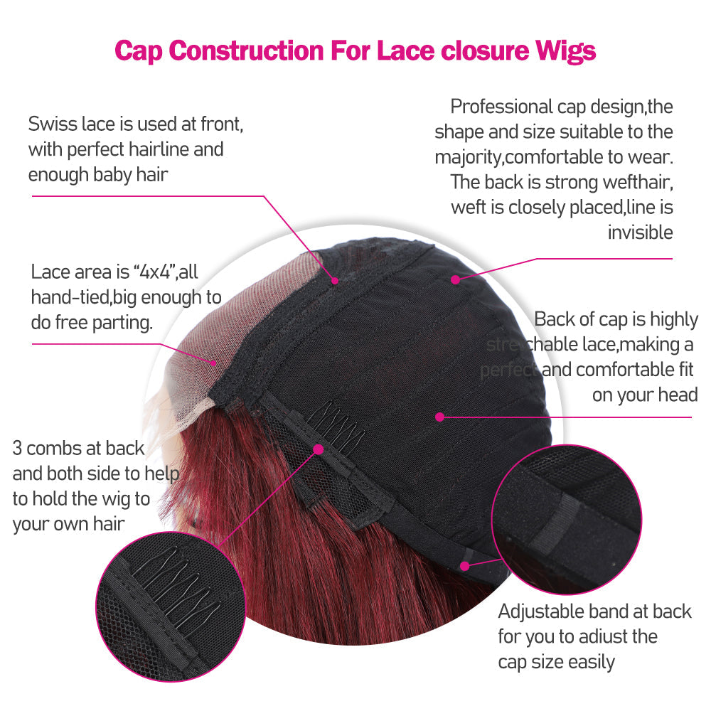 Brand Day | 99j Burgundy Color Lace Closure Wig $99 Flash Sale