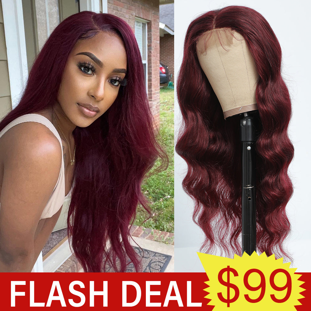 Brand Day | 99j Burgundy Color Lace Closure Wig $99 Flash Sale