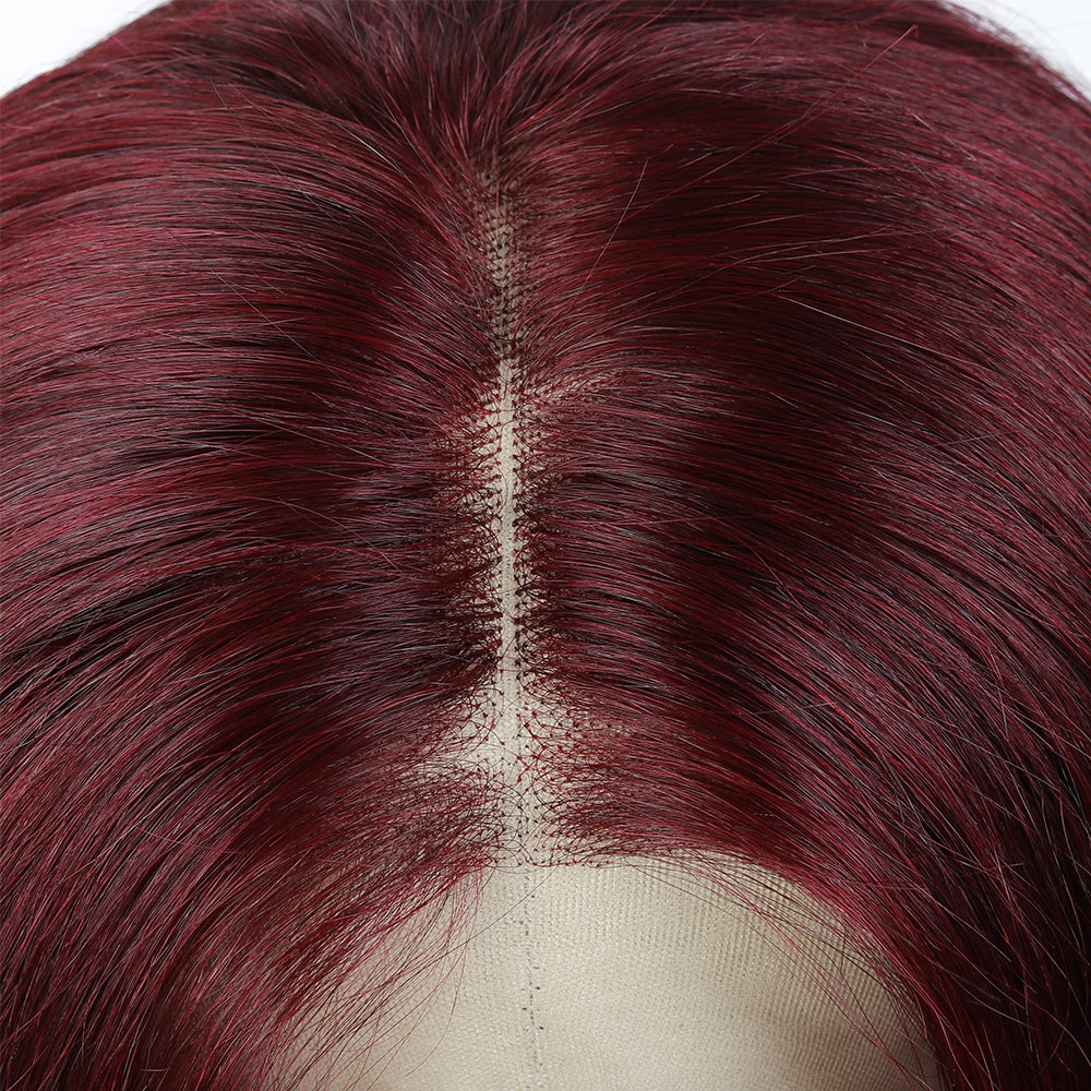 Kemy Hair Custom 99j Burgundy Straight Human Hair 13X4 Lace Front wigs