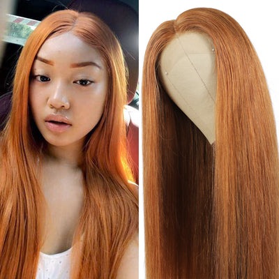 Kemy Hair Custom Brown Straight Human Hair 4X4 Lace Closure Wigs