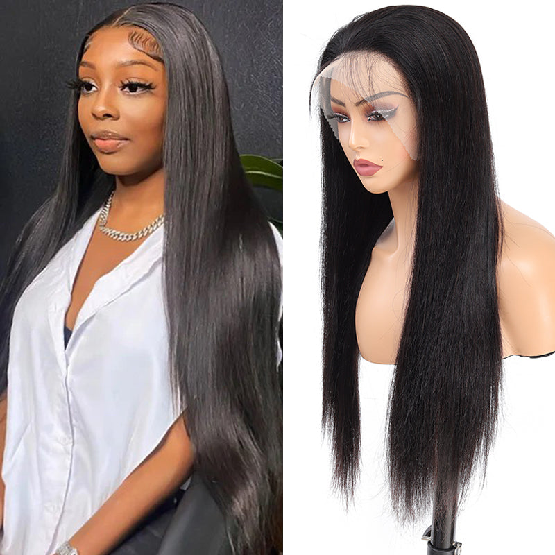 Natural Color Straight 13X4 Lace Front Human Hair Wigs 30 Inches