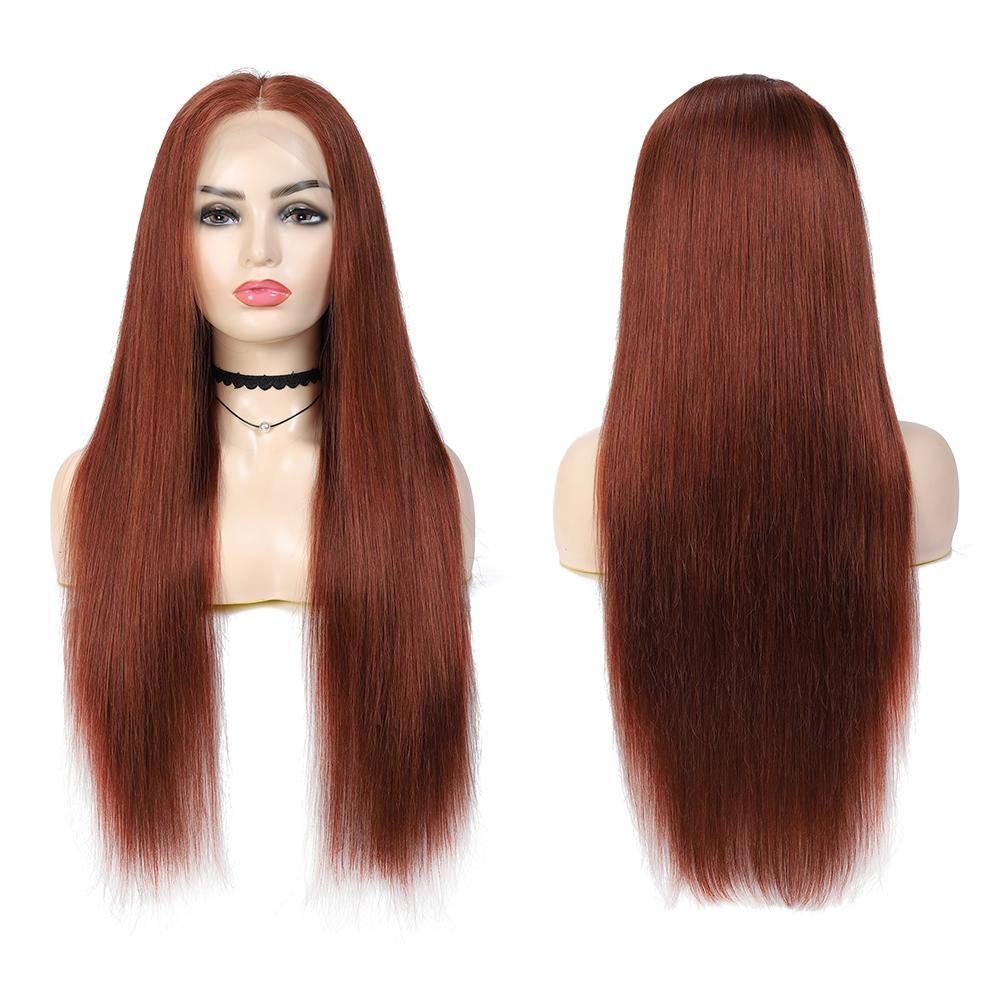 Custom Cooper Red Human Hair 13X4 Lace Front wigs 8''-28'' (33) - Kemy Hair