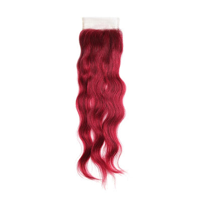 Natural Wavy Burgundy Red 4×4 Free/Middle Part Human Hair Lace Closure (8''-20'') (3966434508870)