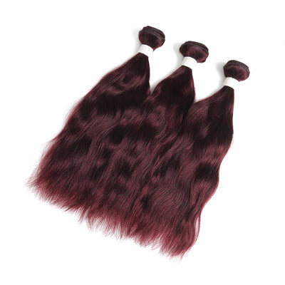 Natural Wavy 99J 3 Human Hair Bundles (8''-26'') (3966501584966)