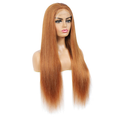 Kemy Hair Custom Brown Straight Human Hair 4X4 Lace Closure Wigs