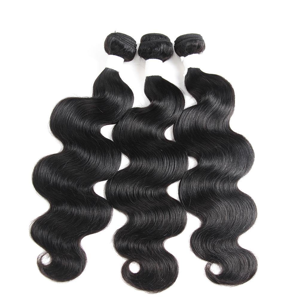 Colored Black 100% Human Hair Weave BODY Wave 3 Hair Bundles 8-26 inch (1B) (2612381384804)