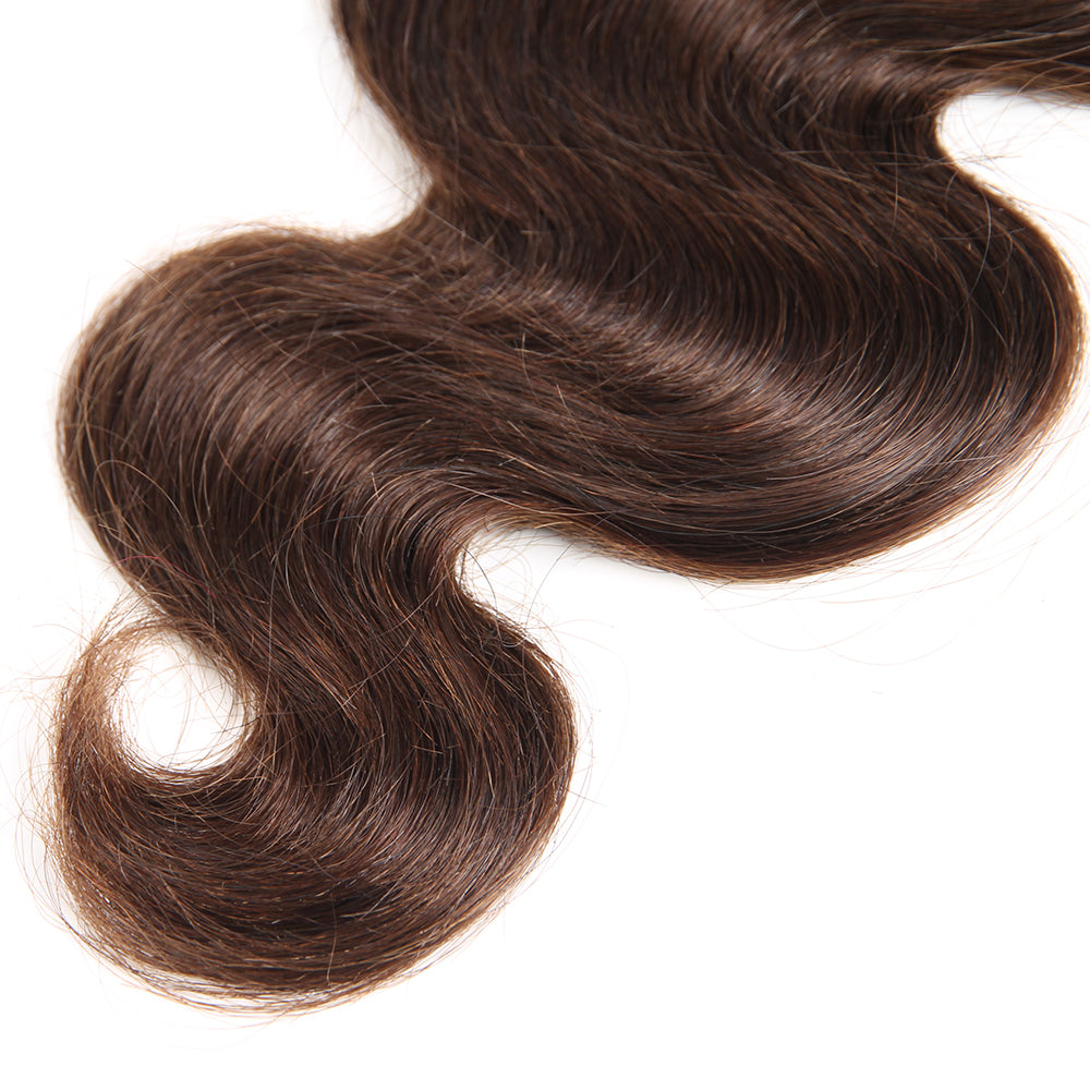 Kemy Hair Medium Brown Colored Body Wave Remy Human Hair Weave Bundles 4 PCS