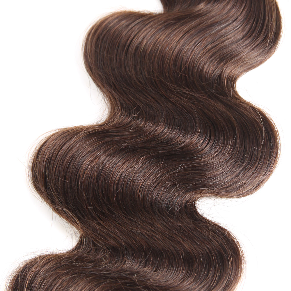 Kemy Hair Medium Brown Colored Body Wave Remy Human Hair Weave Bundles 4 PCS