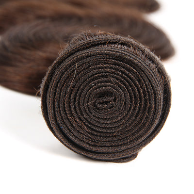 Kemy Hair Medium Brown Colored Body Wave Remy Human Hair Weave Bundles 4 PCS