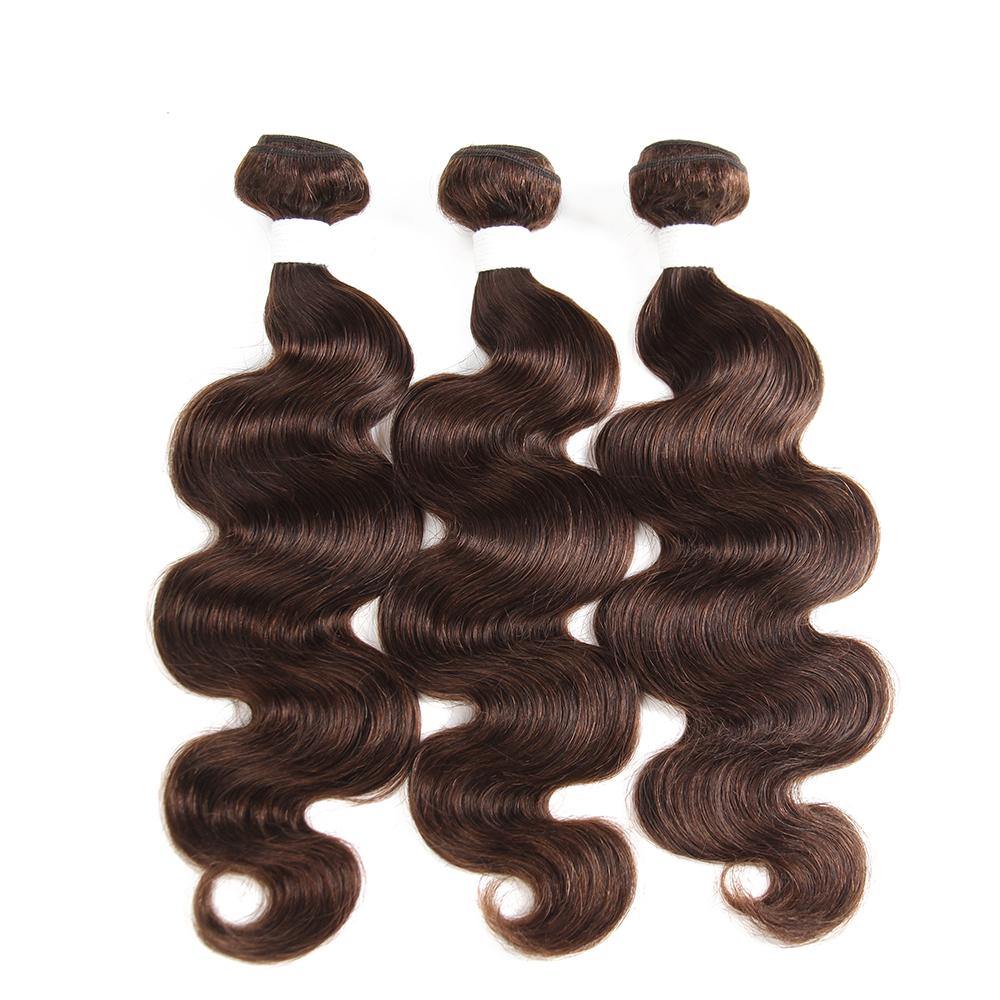 Colored 100% Medium Brown Human Hair Weave BODY 3 Hair Bundles 8-26 inch (4) (2612493090916)