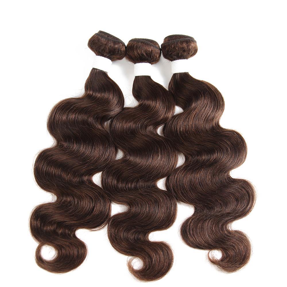 Colored 100% Medium Brown Human Hair Weave BODY 3 Hair Bundles 8-26 inch (4) (2612493090916)