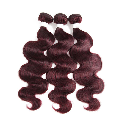 Kemy Hair 99j burgundy Body Wave Three Human Hair Bundles