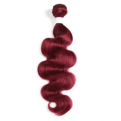 Colored 100% Human Hair Weave Body Hair Bundle 8-26 inch (Burgundy) (2612294385764)