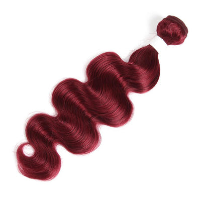Colored 100% Human Hair Weave Body Hair Bundle 8-26 inch (Burgundy) (2612294385764)