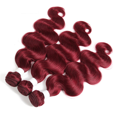 Kemy Hair Burgundy Body Wave Human Hair Weave Bundles 3 Bundle Deals