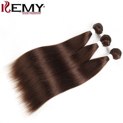 Kemy Hair Medium Brown Straight 100% Human Hair Bundles 10-26 inch