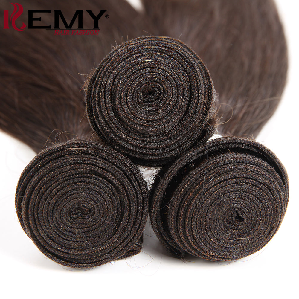 Kemy Hair Medium Brown Straight 100% Human Hair Bundles 10-26 inch