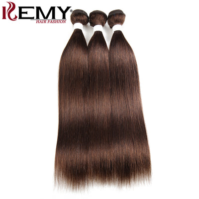 Kemy Hair Medium Brown Straight 100% Human Hair Bundles 10-26 inch