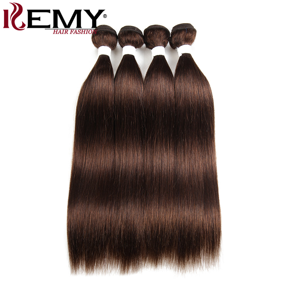 Kemy Hair Medium Brown Straight 100% Human Hair Bundles 10-26 inch