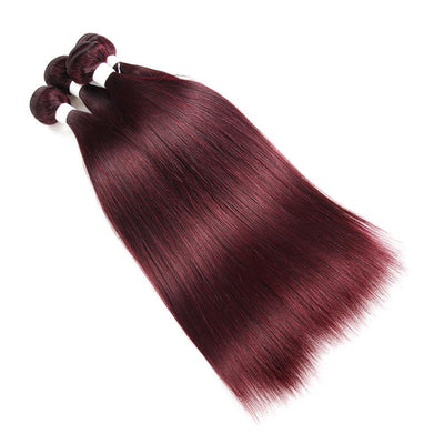 Colored 100% Human Hair Weave Straight 3 Hair Bundles 8-26 inch (99J) (2622546051172)