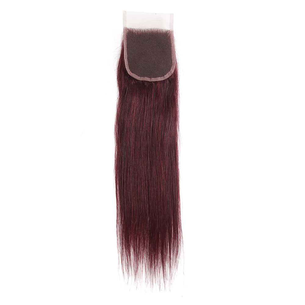 Kemy Hair  Maroon Red Straight Human Hair 4×4 Lace Closure