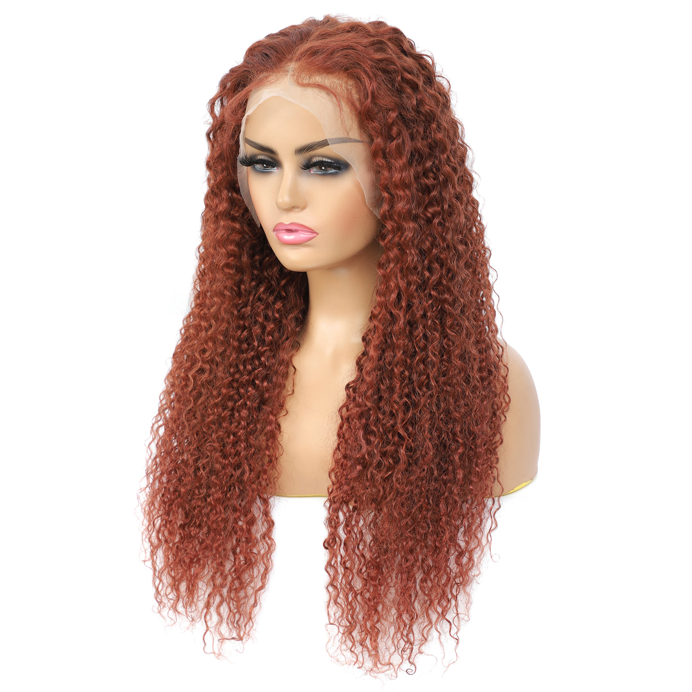 Auburn Brown 33 Colored Kinky Curly Human Hair 13X4 Lace Front Wigs