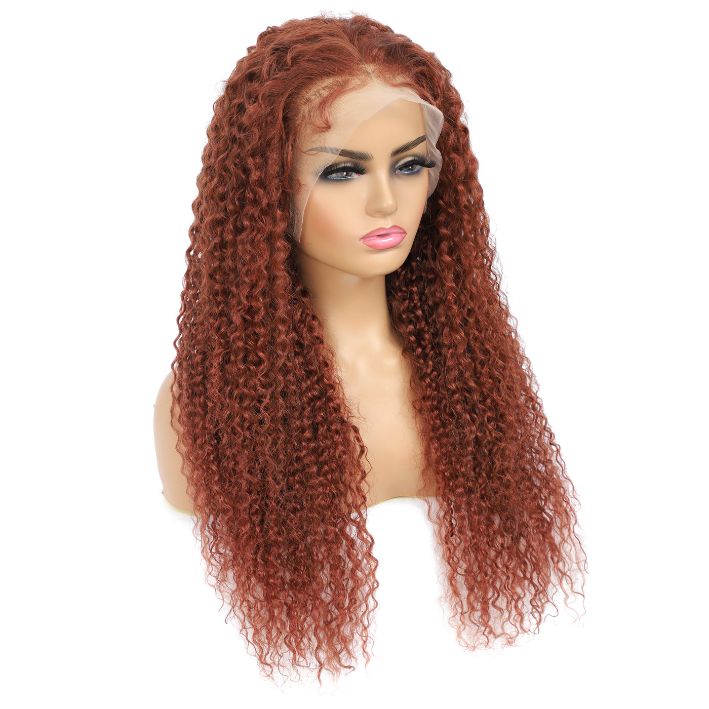 Auburn Brown 33 Colored Kinky Curly Human Hair 13X4 Lace Front Wigs