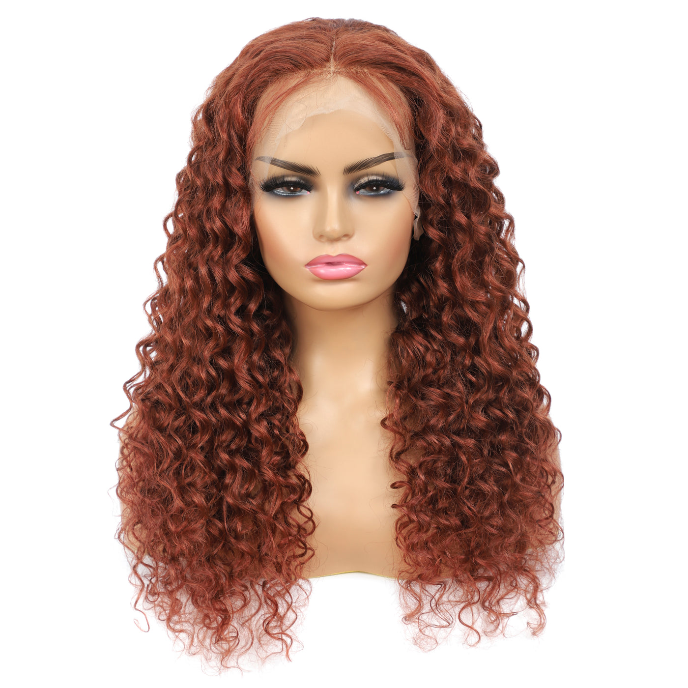 Auburn Brown 33 Colored Deep Wave Human Hair 13X4 Lace Front Wigs
