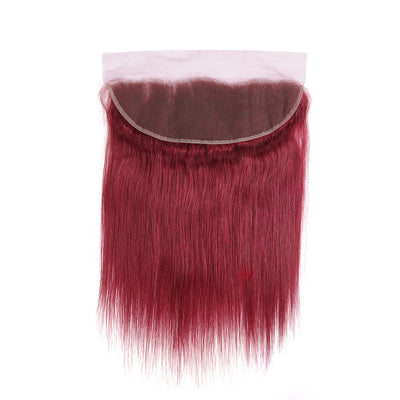 Straight Colored Human Hair Free/Middle Part 4×13 Lace Closure (Burgundy) (3046767329380)