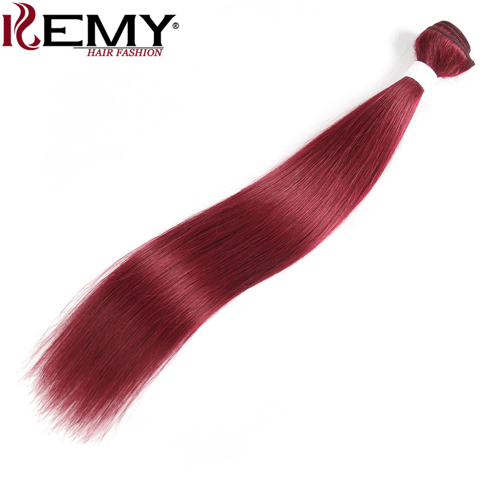 Kemy Hair Burgundy Red Straight Human Hair Bundle 1 PC