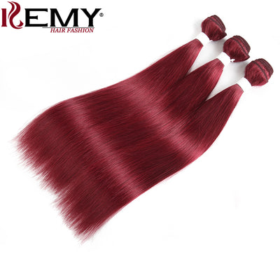 Kemy Hair Burgundy Red Straight Human Hair Bundle 1 PC