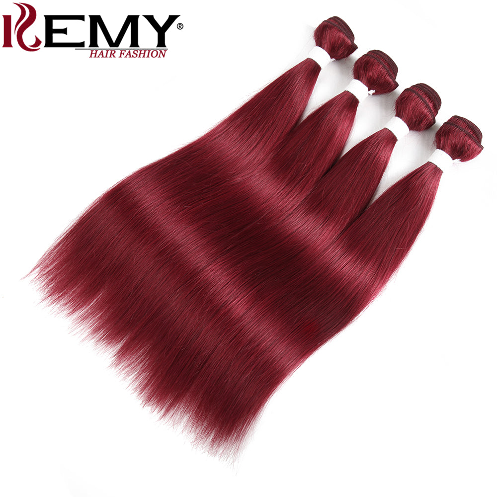 Kemy Hair Burgundy Red Straight Human Hair Bundle 1 PC