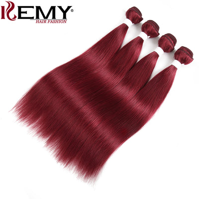 Kemy Hair Burgundy Sraight Human Hair Weave Bundles 3 Bundle Deals