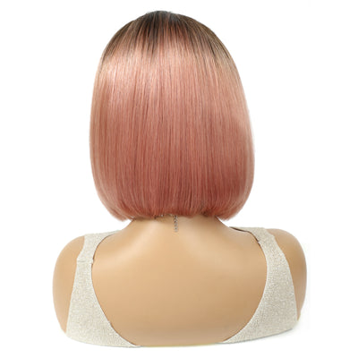 $69.99 Super Flash Sale Ombre Pink  Short Bob Lace Front Human Hair Wig 8inch