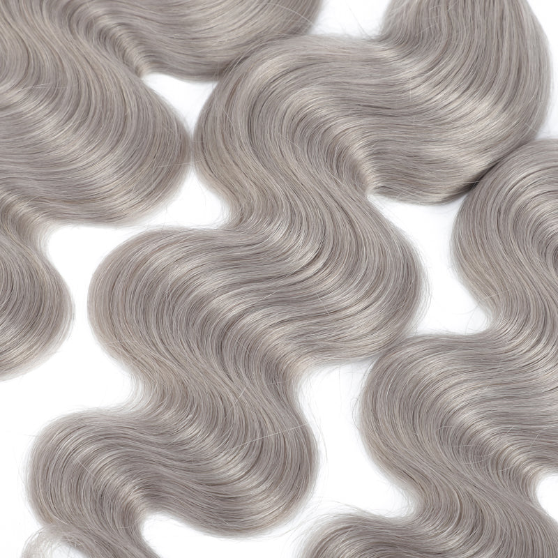 Kemy Hair Body Wave Silver Gray Remy Three Human Hair Bundles 10''-26''