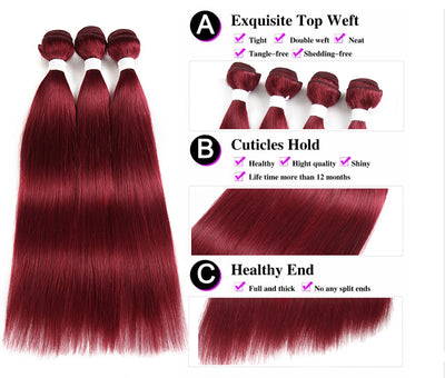 Kemy Hair Burgundy Red Straight Human Hair Bundle 1 PC