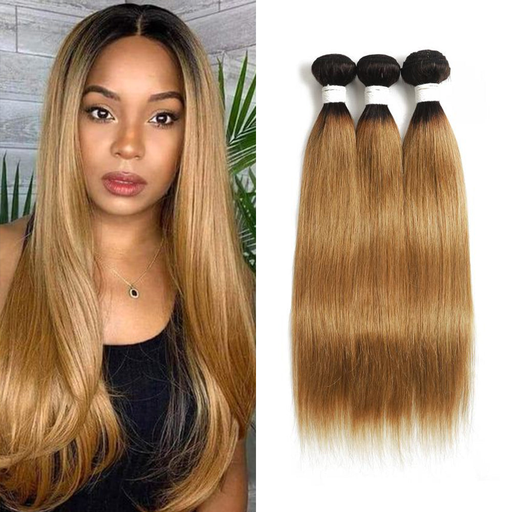 Kemy Hair Ombre Honey Blonde Straight Human Hair Three Human Hair Bundles