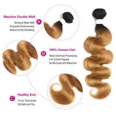 Body Wave Ombre Honey Blonde 1B/27 Human Hair Bundle 1 PC