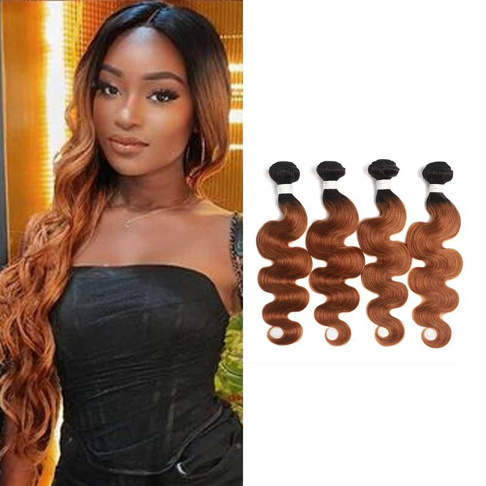 Kemy Hair Ombre Brown 1B/30 Body Wave Four Human Hair Bundles