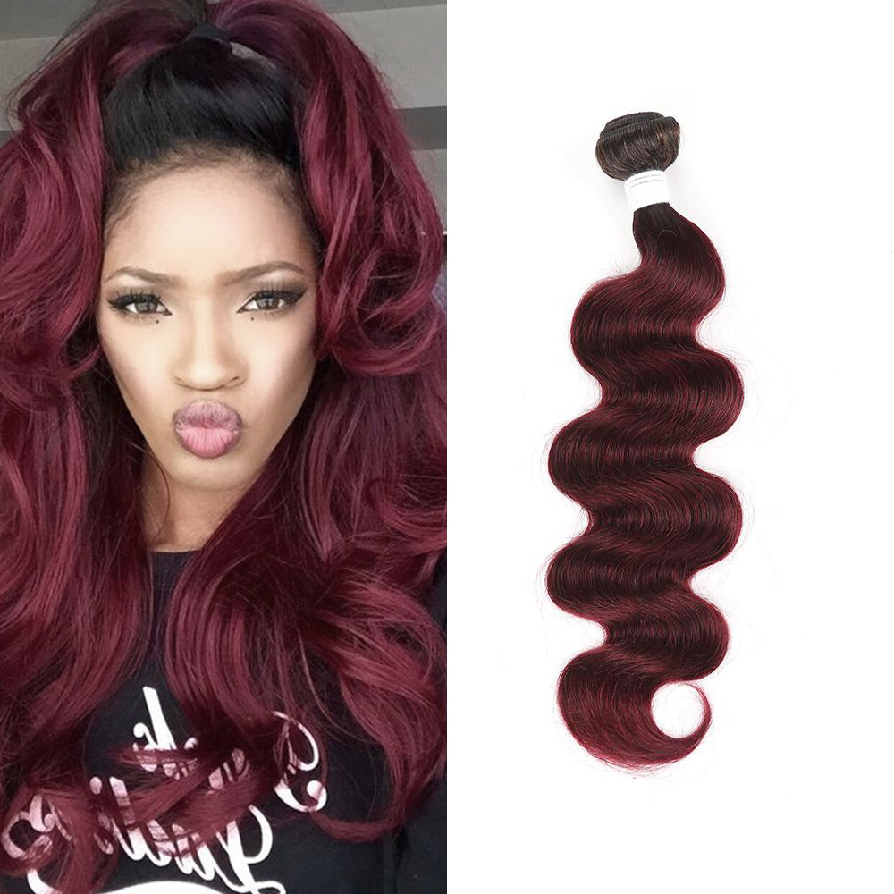 Kemy Hair Ombre Maroon Red Body Wave Human Hair Bundle